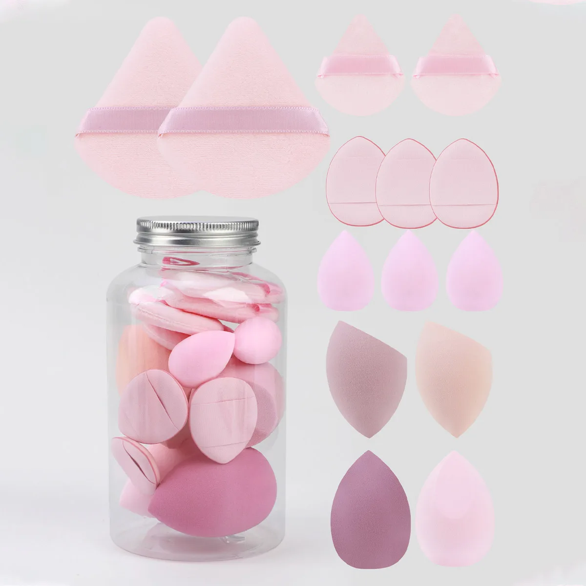 14 Piece Cosmetic Sponge Set, Cosmetic Sponge Finger Puff, Dry and Wet Foundation Make-Up Cosmetic Puff