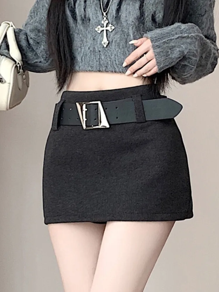 Spicy Girl Thiened High Waist A-Line Rock Damen Herbst Winter Faion Weicher, bequemer Fce Wrap-Around-Rock