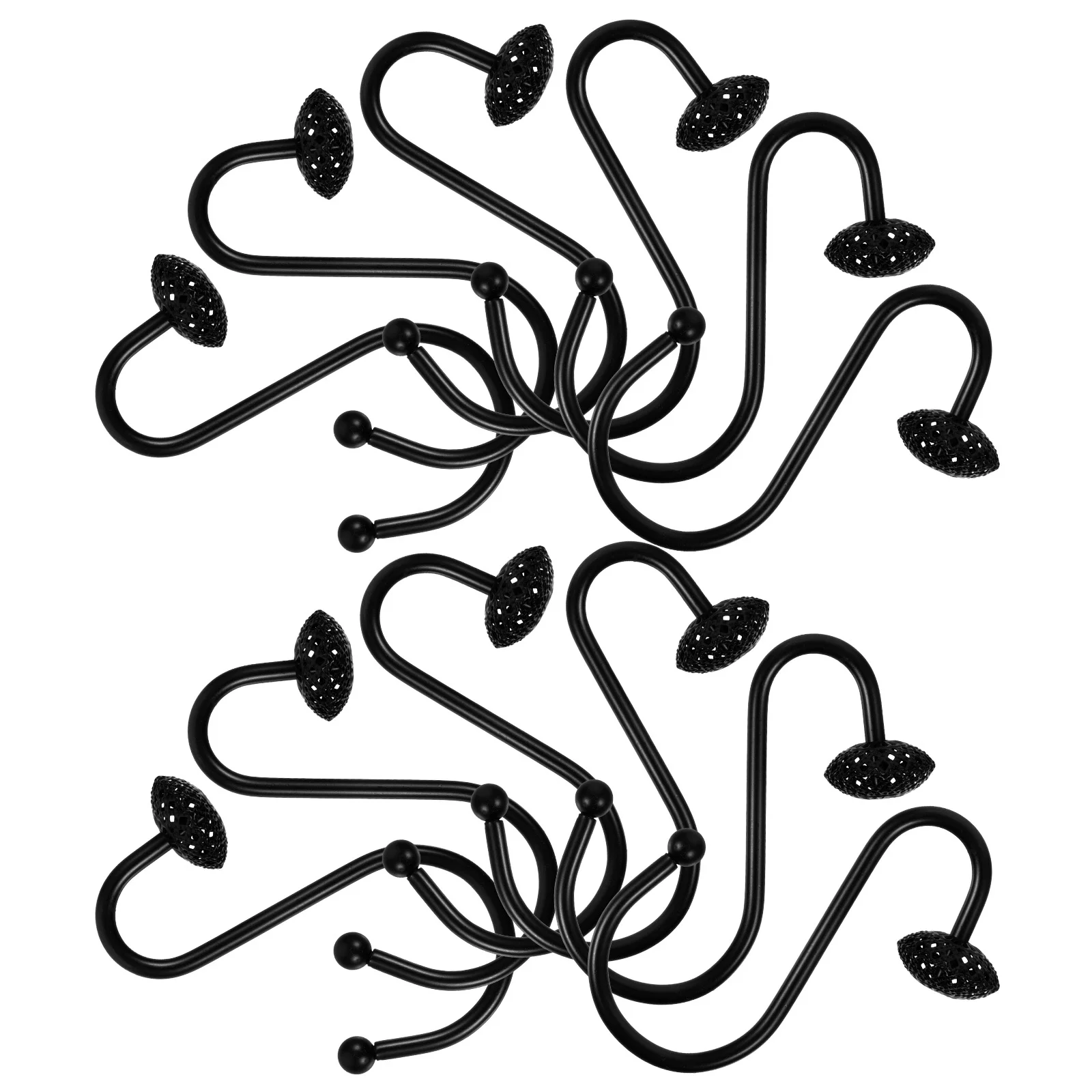 

12Pcs S-Shaped Shower Curtain Hooks Sturdy Iron Bathroom Curtain Hangers Easy Slide Decorative Hooks for Shower Curtains