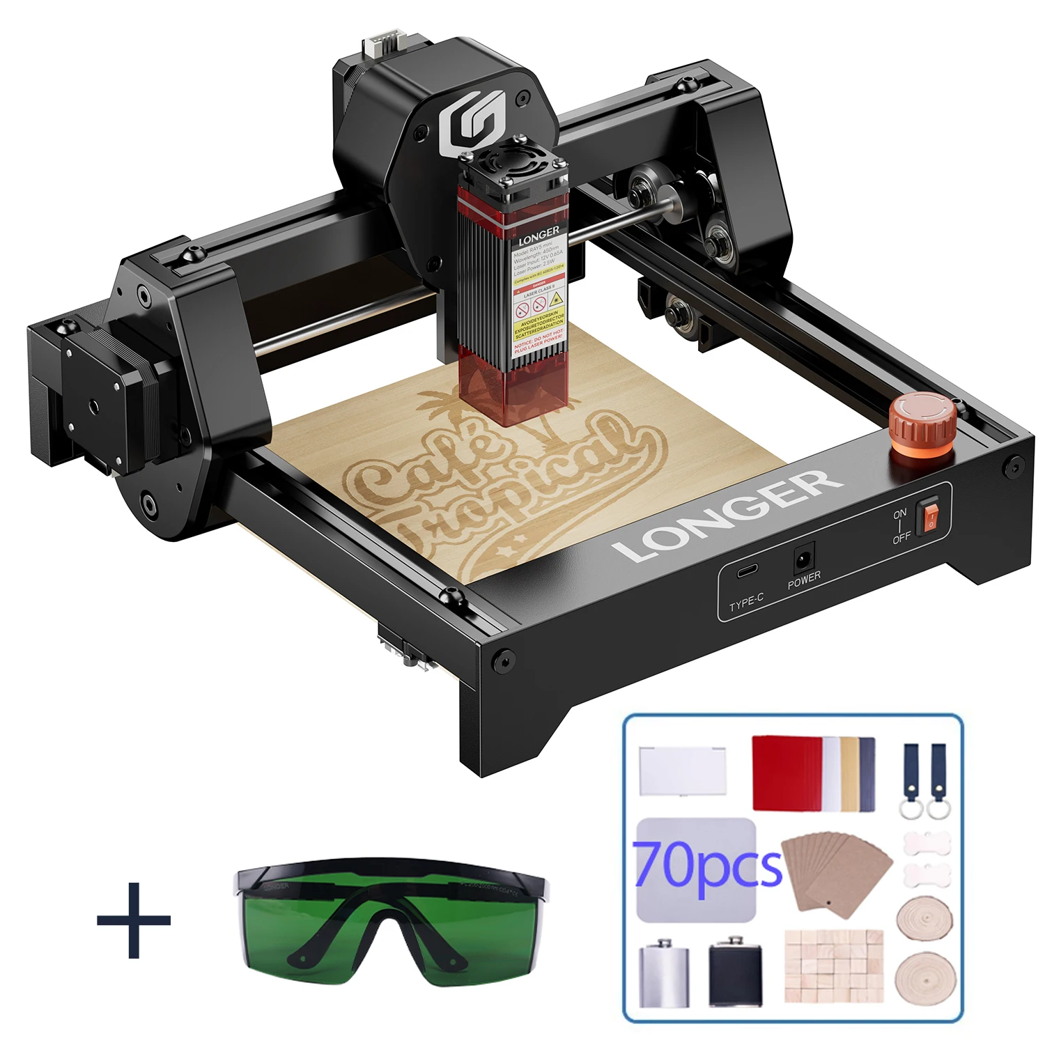 

Portable Wood Engraver Laser Engraving Machine RAY5 Mini 2.5W + 70pcs DIY Woodworking Material co2 CNC Carving Printer KIT Tools