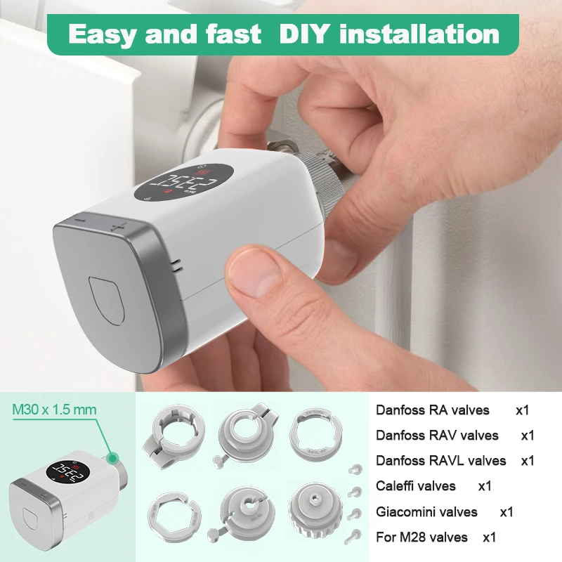 Tuya Smart Zigbee 3.0 Термостатический клапан Радиатор Zigbee Термостатический клапан Приложение Дистанционный регулятор температуры Alexa Google Home