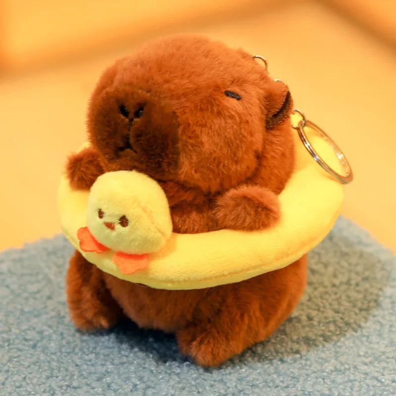 Swimming Ring Capybara Plush Capybara Keychain Stuffed Animals Cute Toy Capybara Doll Capybara Bag Pendant Headgear