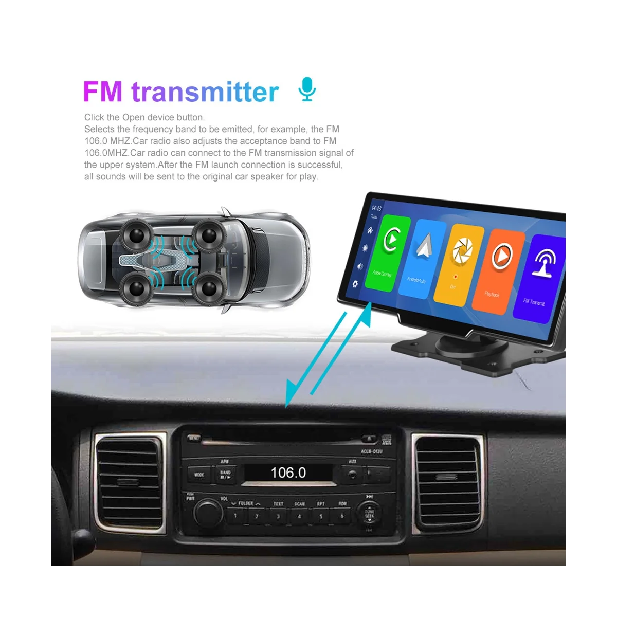 Wireless Carplay Portable Car Stereo Android, 9.3Inch HD Touchscreen