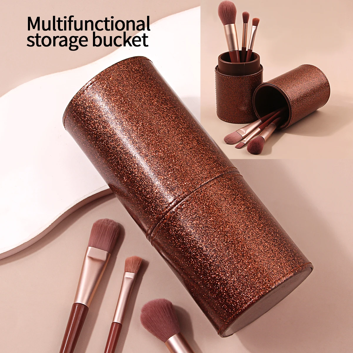 

1pcs makeup brush storage container Travel large capacity PU portable dust proof cover advanced creative storage tool