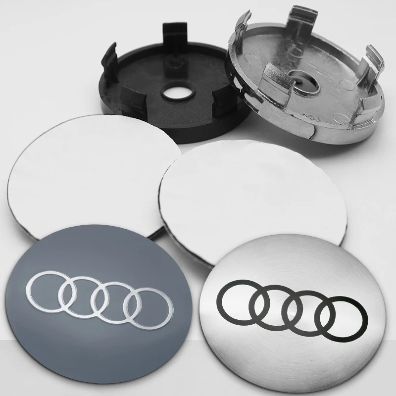 4Pcs 60 56mm Car Wheel Hub Center Cap Emblem Badge Stickers For Audi A3 A4 B8 A6 C7 A5 Q5 Q3 Q7 S3 S4 S5 S6 S8 S RS Accessories