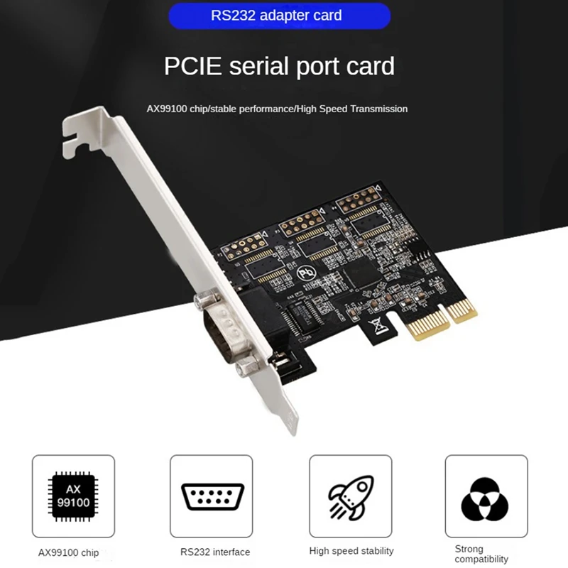 Pcie X1 To RS232 Serial Adapter Card Industrial Control Computer Expansion Card Computer Adapter PCI-E Serial Card Durable
