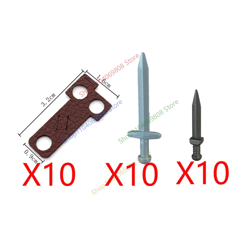 Mittelalterliche Bausteine Soldatenfiguren Charakterzubehör Klinge Schwert Scheide Umhang Speer Messer Cowboyhut Bausteine Spielzeug N16