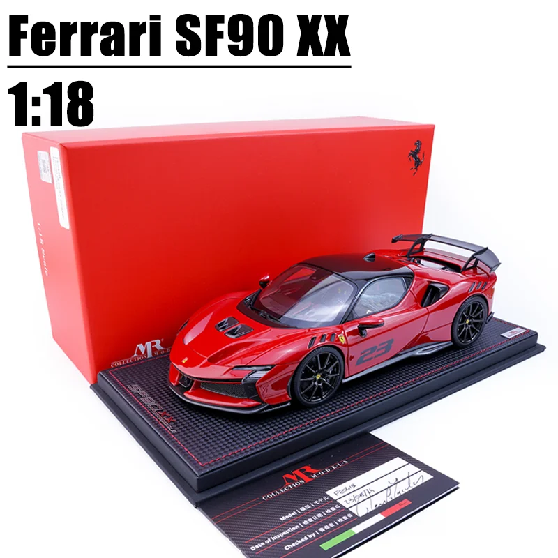 MR 1/18 Ferrari SF90 XX Hardtop Racing Veicolo a motore giocattolo in lega rossa Regali modello in metallo pressofuso