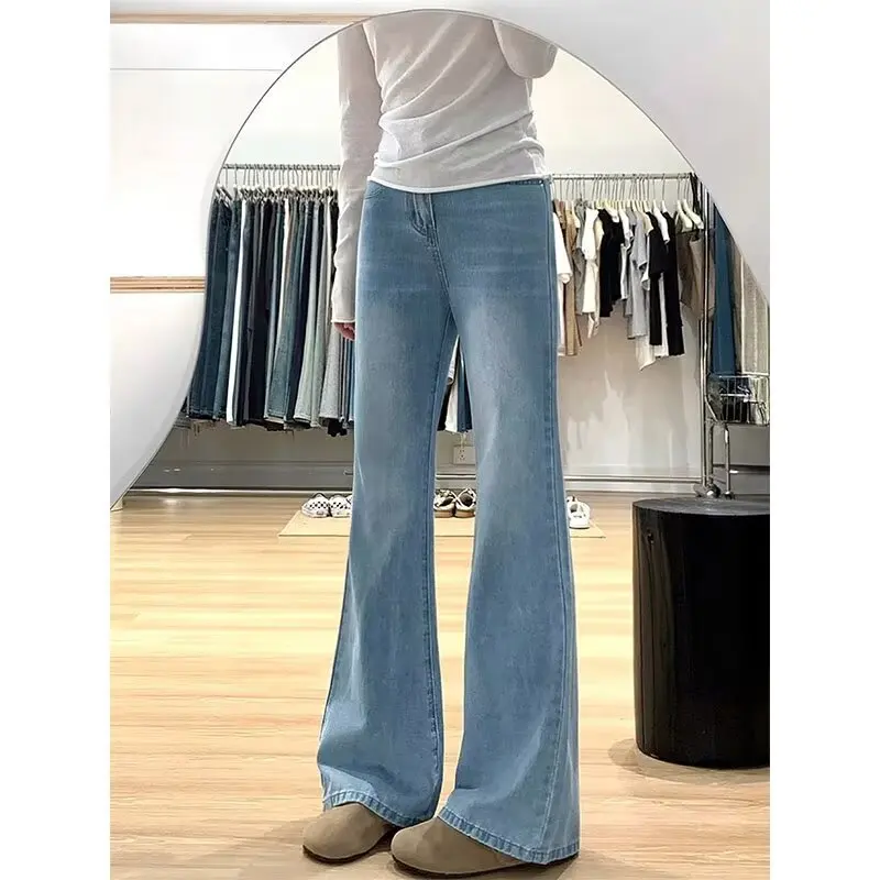 

Женские джинсы-багги с высокой талией, новинка весны-осени 2026, в западном стиле, облегающие, свободные, драпированные, универсальные, с широкими штанинами