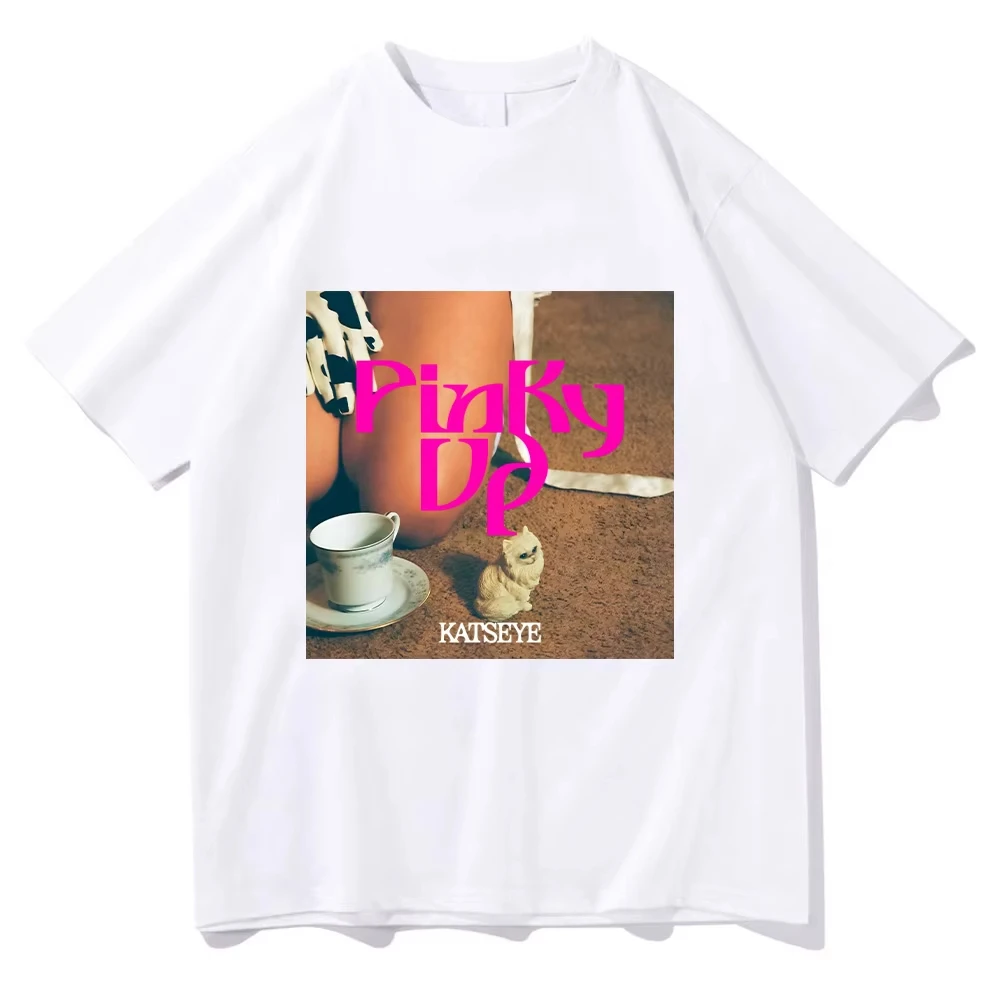 Camisetas gráficas KATSEYE PINKY UP, camisetas informales de algodón puro de manga corta con cuello redondo para hombre y mujer, ropa informal estilo Hip Hop