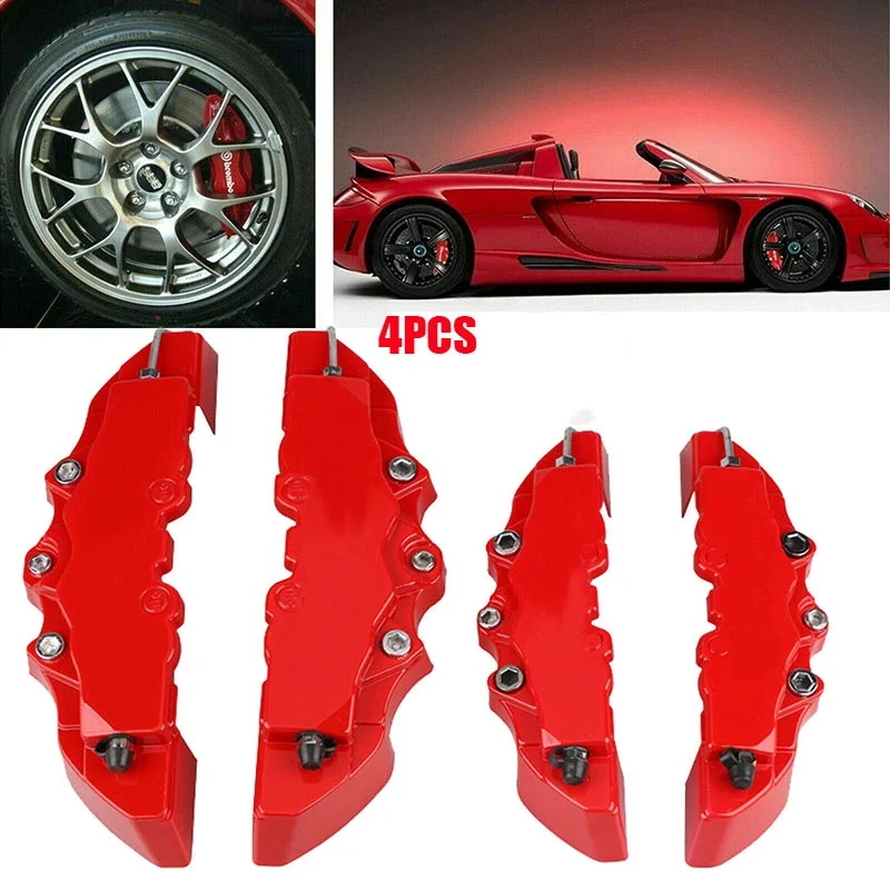 

4pcs Car 3D Disc Brake Caliper Covers Front Rear M+S Racing Plastic Covers Case Wheel Hub Decoration Auto Parts Car Accessories