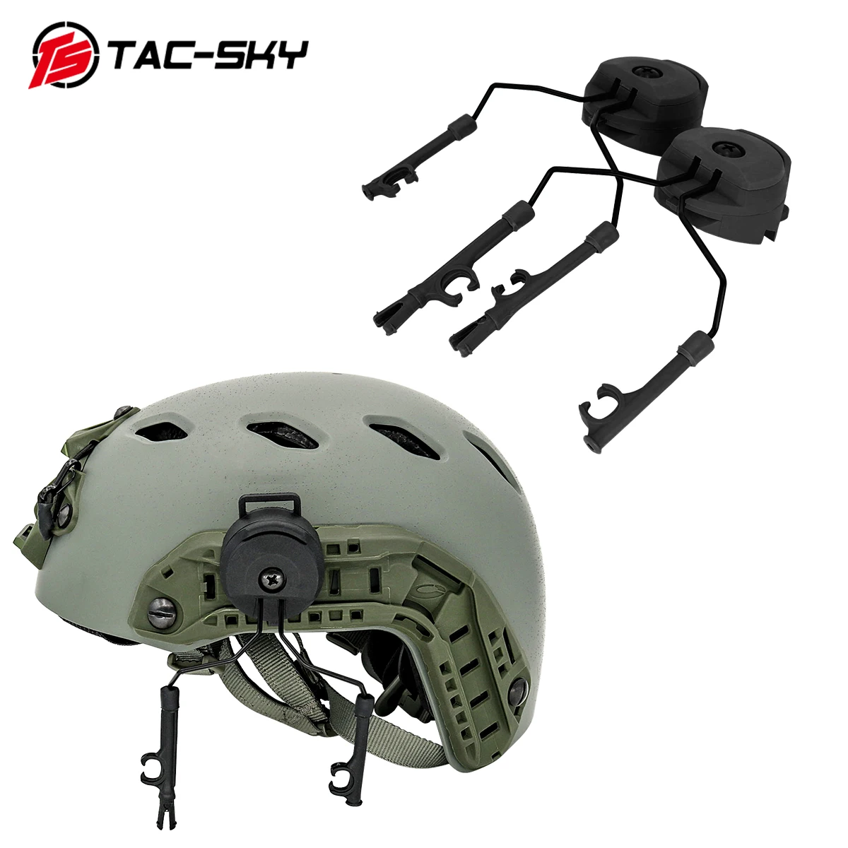 Military Tactics Helmet ARC OPS-CORE Helmet Track Adapter Headphone Bracket And Fast Action Core Helmet Rail Adapter - BK