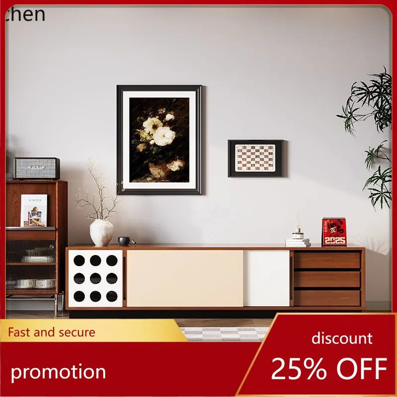 

ZML Solid Wood TV Cabinet Living Room Modern Minimalist Storage Cabinet Small Apartment Organizer