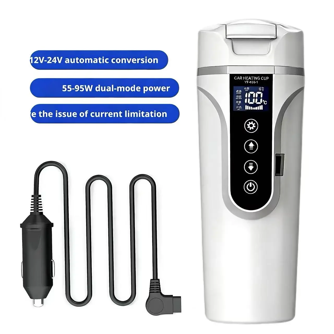 

Умный автомобильный электрический чайник-термос, портативный, универсальный для 12В/24В, 450 мл, идеален для приготовления молока и заваривания чая