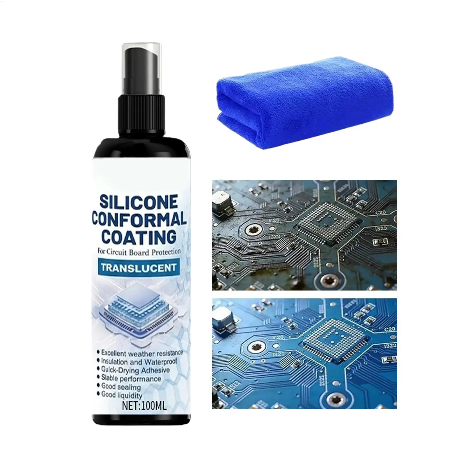 100ml Silicone Conformal Coating Spray Waterproof PCB Clear Sealant Electrical Contact Cleaner for Automotive Outdoor Equipment