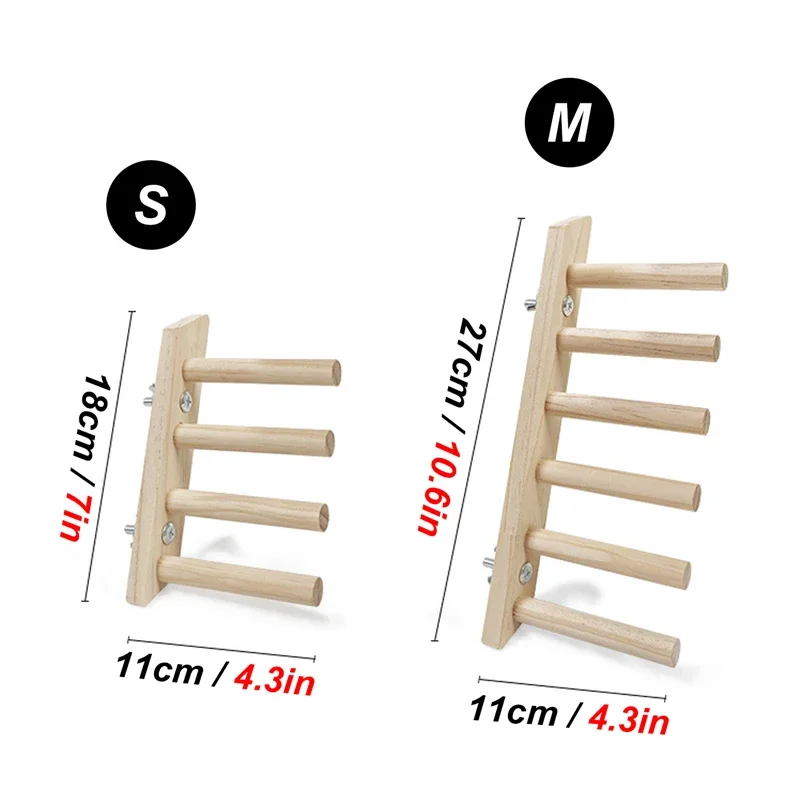 4/6 Steps Wood Ladder Pet Interactive Bird Parrot Toy Ladder for Hamster Cage Funny Grinding Stick Climbing Toy Bird Accessories