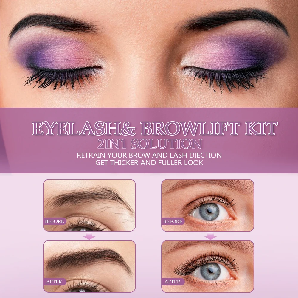 ชุดดัดขนตาคิ้วสําหรับ Home - Salon Lash Lift และชุดเคลือบคิ้ว, Simple DIY Curly Lashes และ Natural Brows