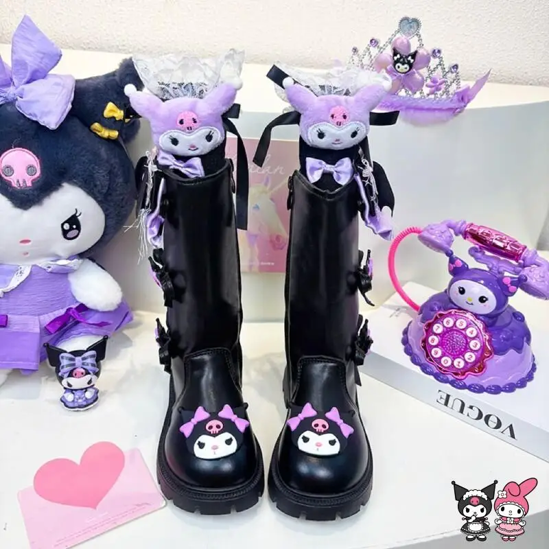 أحذية أطفال سانريو كورومي كاواي أنيمي كاجوال للطلاب غير قابلة للانزلاق مقاومة للماء ومقاومة للاهتراء مريحة للخريف والشتاء أحذية عالية