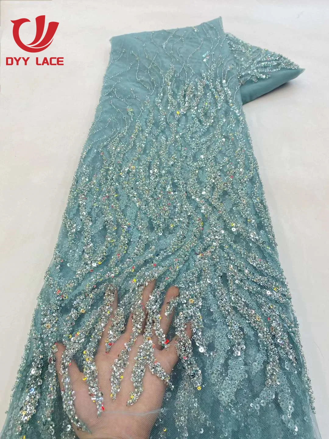 Hot Sale Luxury African Groom Lace Fabric 2023 High Quality Material Nigerian French Sequins Lace Fabric For Wedding 5 Yards