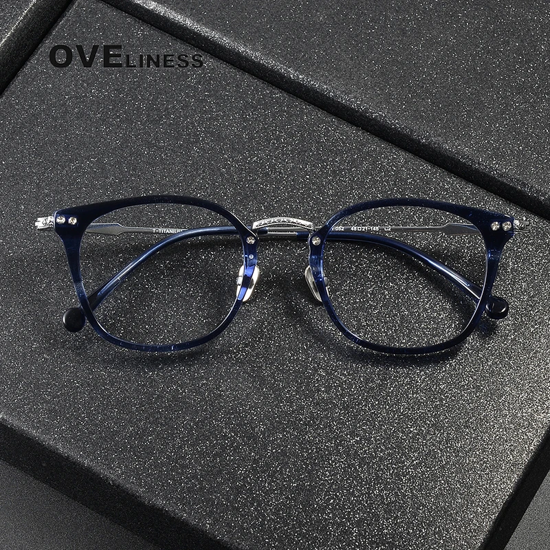 

Acetate Titanium Glasses Frame for Men Retro Vintage square myopia Prescription Eyeglasses frames women Spectacles full Eyewear