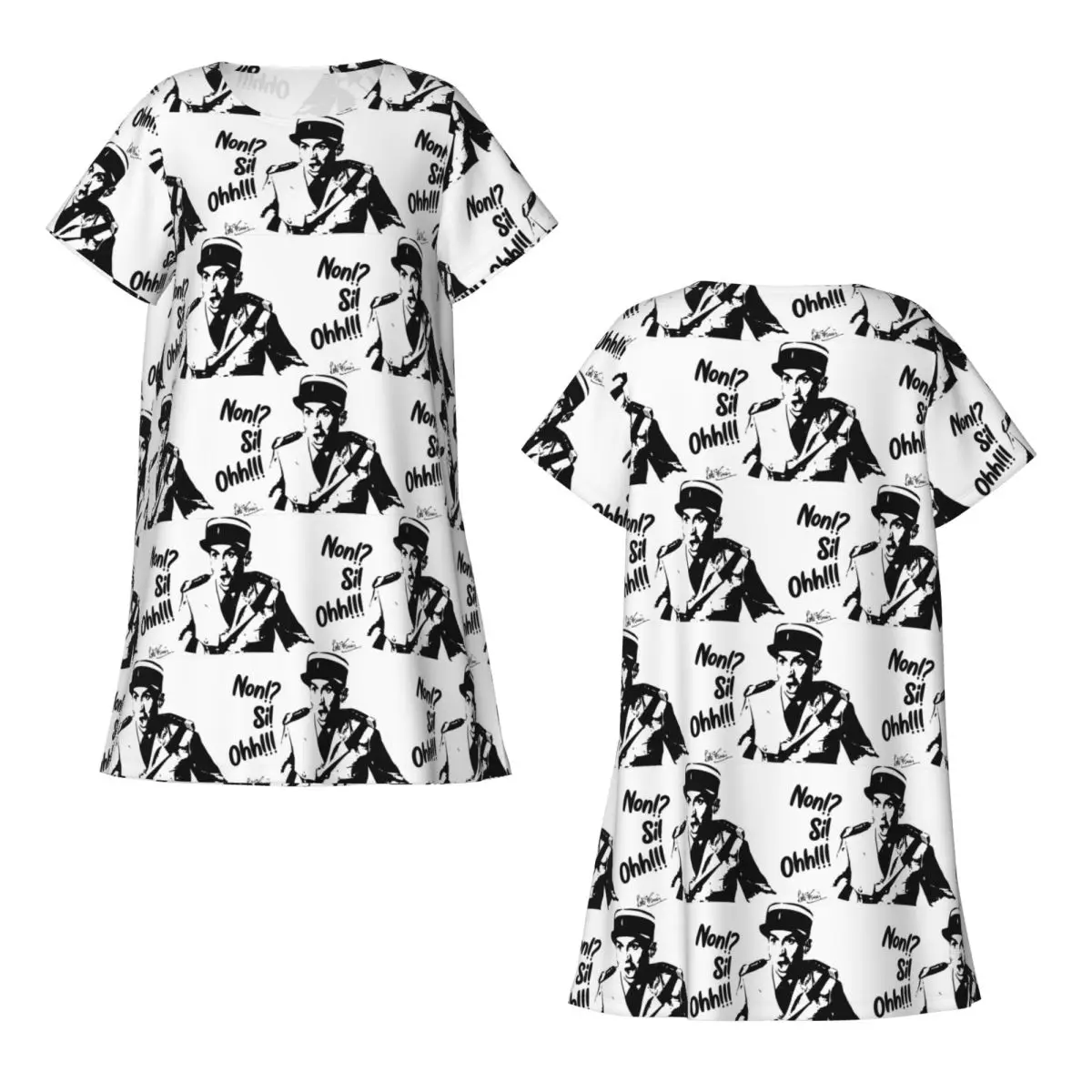 Custom Louis De Funes Funes Non! Si! Ohh! Short Sleeves Nightdress For Sleeping Women Short Sleeve Nightgowns Loose Pajama Dress