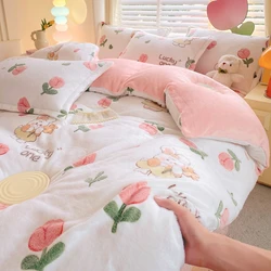 1pc Winter Duvet Cover Queen/King Size Cartoon Style Fluffy funda nordica Coral Fleece 이불커버 Thick Warm dekbedovertrek 240x220
