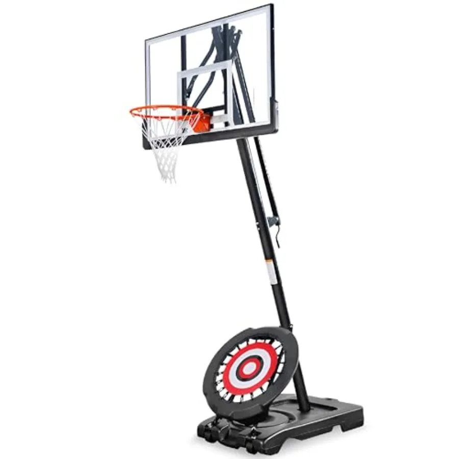 Portable Basketball Hoop for Indoor and Outdoor Use Steel Frame, Black Finish, Adjustable Height and Quick-Release Base