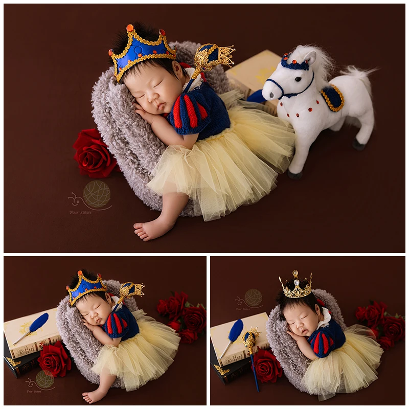 Newborn photography clothing yellow chiffon dress Snow White themed baby full moon photo clothing photo 아기 코스프레  신생아