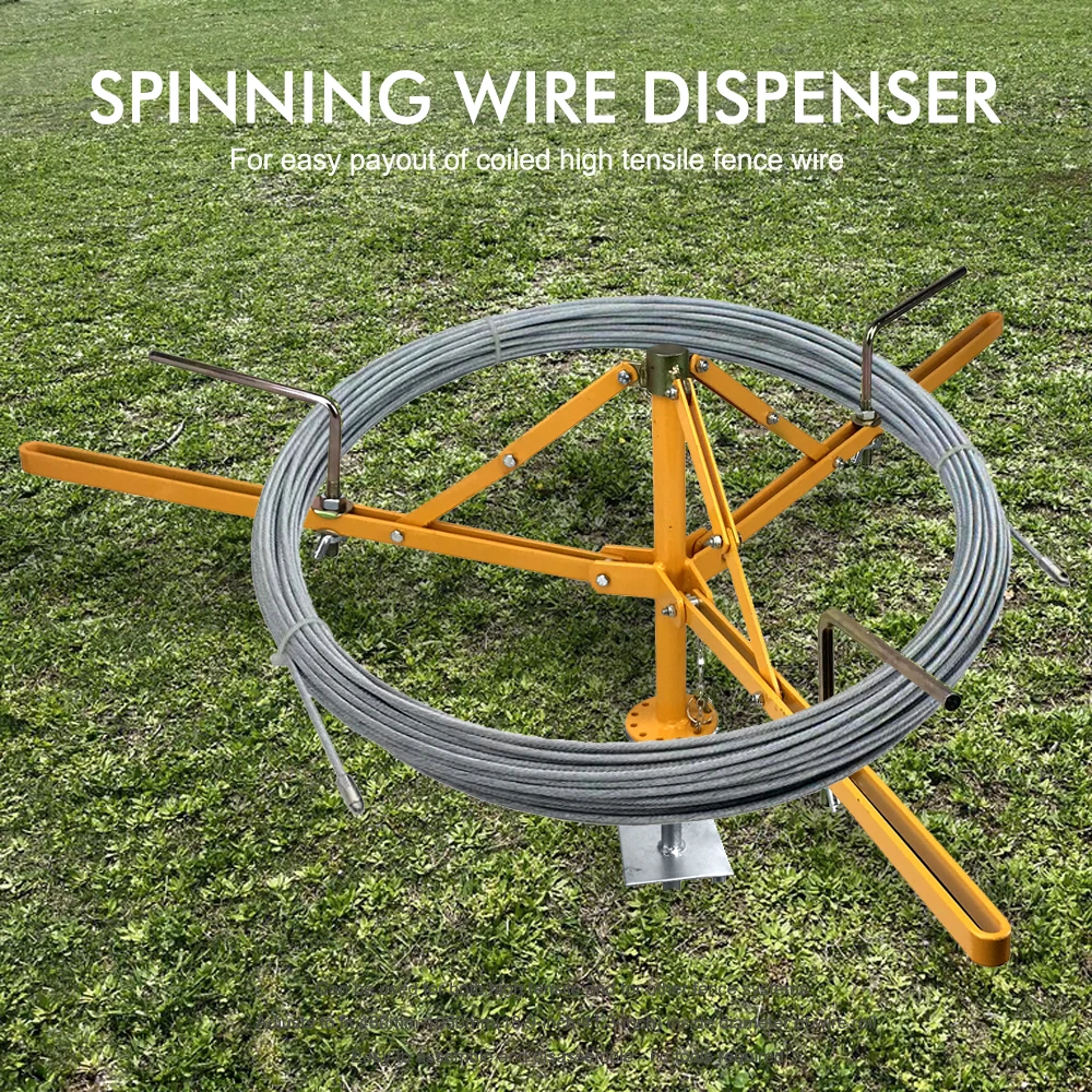 Spinning Wire Dispenser Adjustable Collapsible Fence Wire Reel Holder for High Tensile Fencing Wire Farm Fencing Tool