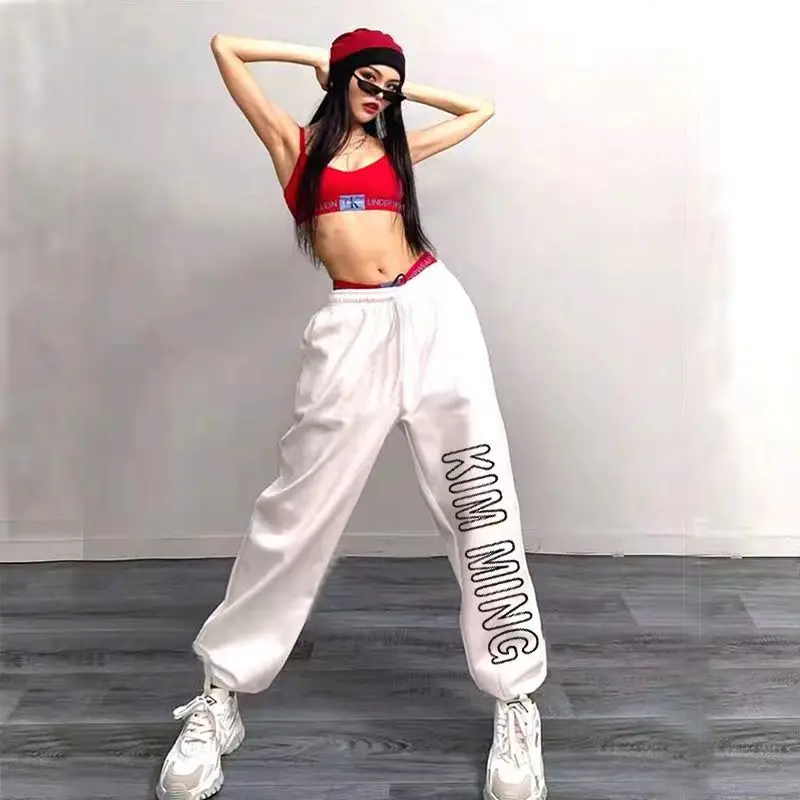 New American Trendy Sweatpants Women Fashion Letter Print Long Trousers 2024 Spring Summer Street Vintage Pants for Women