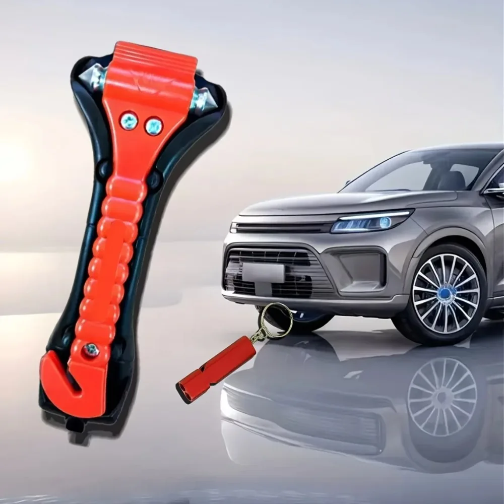 

Car Escape Tool with Spring Mechanism, One-Hand Operation to Break Glass, Built-in Cutter, Compact for Glove Box