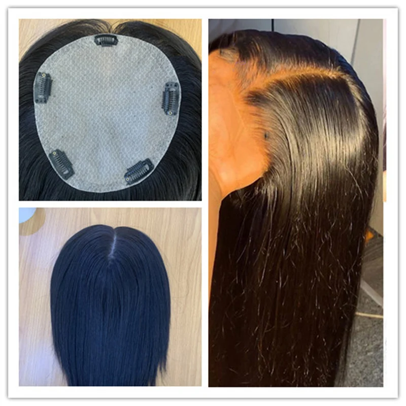 16 Inch Bruine Scalp Zijde Basis Topper Braziliaanse Maagd Menselijk Haar Toupetje Vrouwen Siliconen Huid Basis Haarstuk Voor Minder Haar