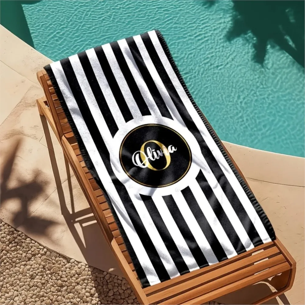 Personalized Beach Towel Custom Name/Text Oversized Microfiber Quick-Dry Towel Summer Party Gift for Beach Swimming Bath Sports