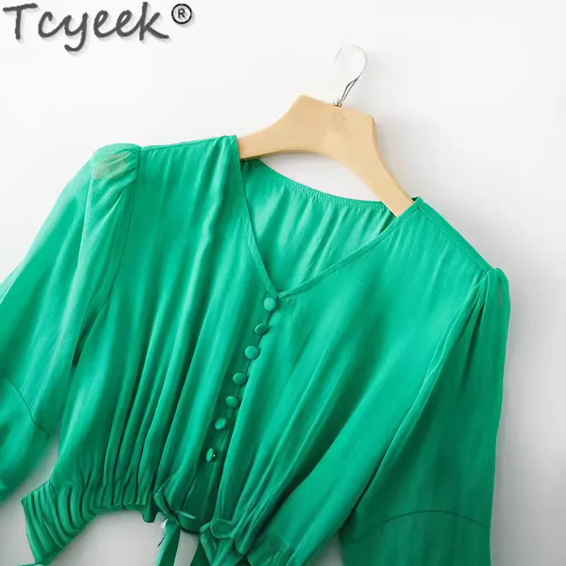 Tcyeek Real Silk Beach Dress Long Dresses for Women 2024 Elegant and Pretty Women's Dresses Summer Clothes Vestidos De Mujer image 3