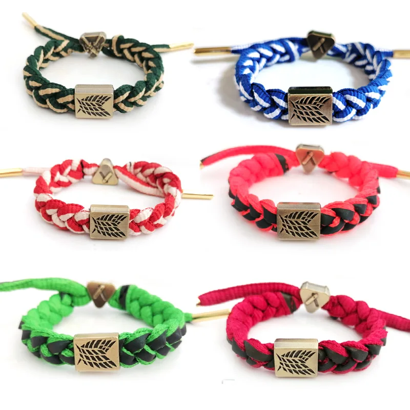 7  Style Anime Attack on Titan Colorful Bracelet Mikasa Eren Unisex Woven Bracelets Women Men Cosplay Jewelry Gifts