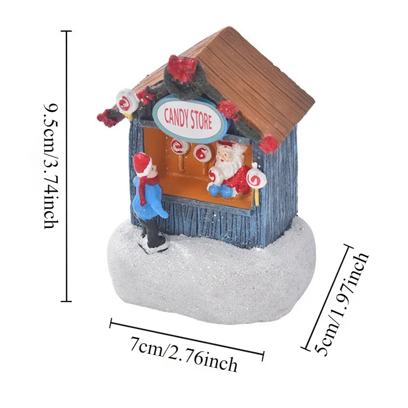 1PC Christmas Gift Home Decoration Resin LED Micro-Landscape Santa Claus House Craft Ornament Newest Chirtmas Desktop Decoration