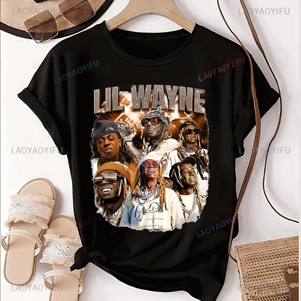 Songwriter LIL WAYN Rapper Loose Short Sleeve T-shirt LIL WAYN Neutral Trend Harajuku Unisex Shirt Graphic Oversized T-shirt