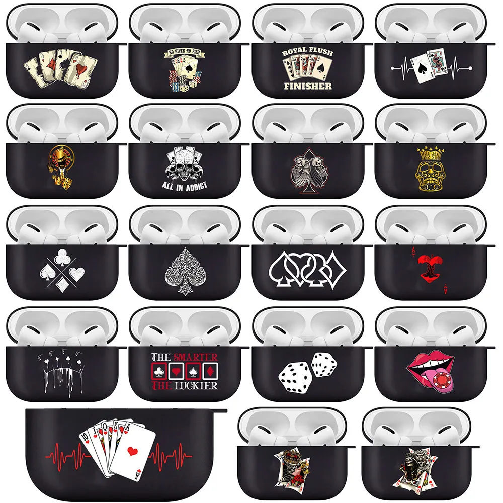 Cool Poker Card Gambling Case for Airpods Pro 3 2 1 Protective Wireless Bluetooth Earphone Cases Dice Chips Black Airpod Cover