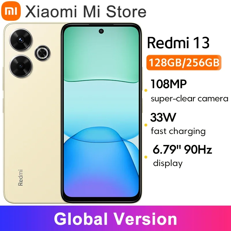 

Redmi 13 Global Version Xiaomi Smartphone 108MP camera MediaTek Helio G91 Ultra 33W fast charging 5030mAh 90Hz 6.79" Display