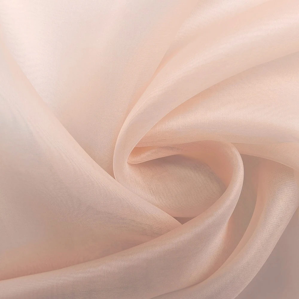 50cm*114cm Cream Coffee Pure Silk Organza Fabric Sheer Transparent Veil Yashmak Wedding Dress Silk Material