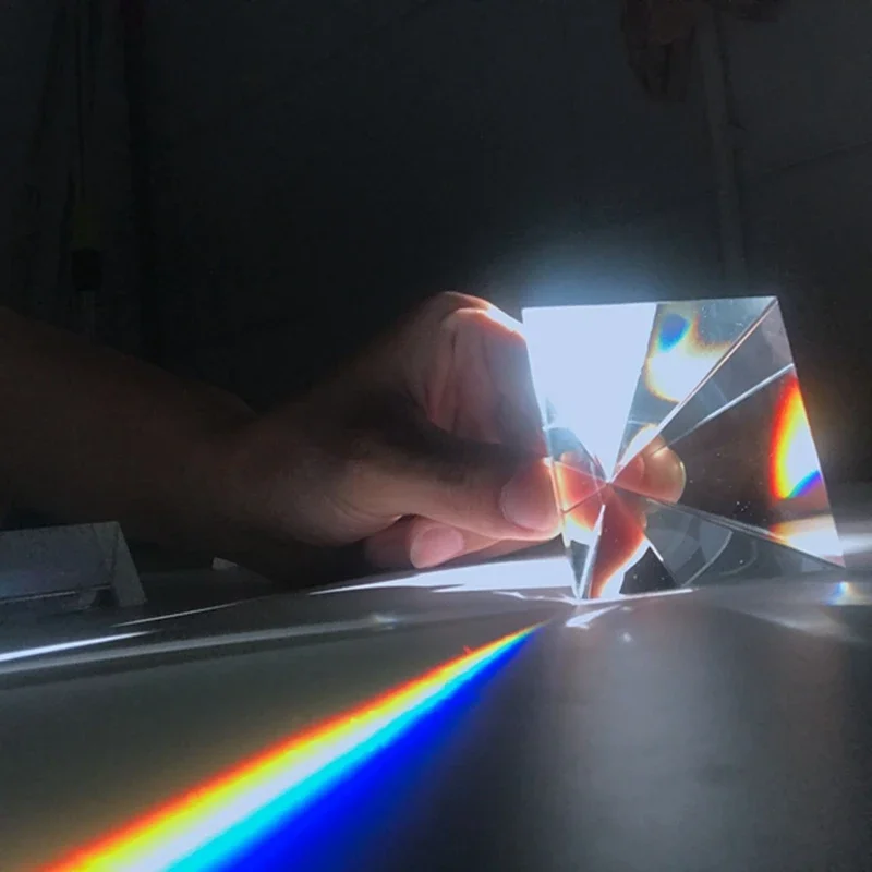 80mm  Crystal Pyramid,Rainbow Prism Optical Glass,Polyhedron Popular Science Learning Students,Unique Effects in Photography