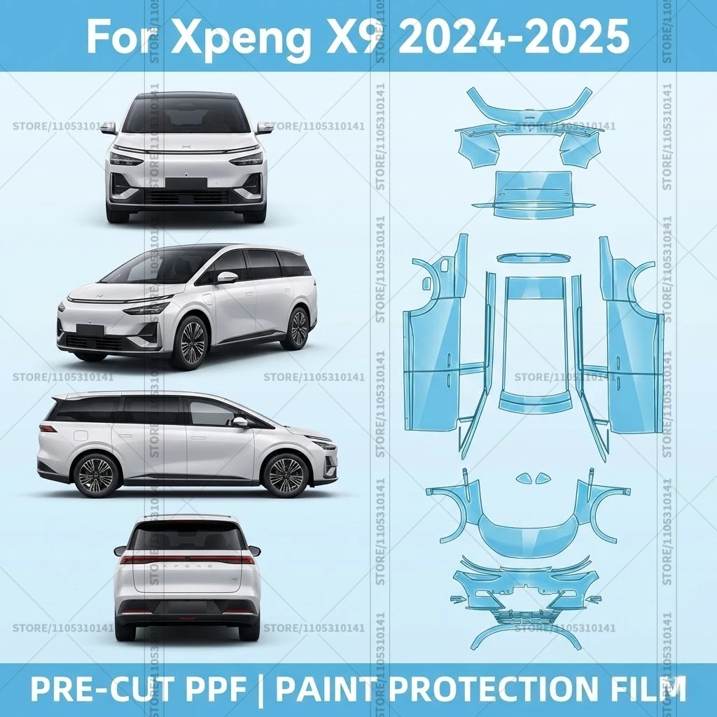 

For Xpeng X9 2024-2025 Pre-Cut Paint Protection Film PPF Transparent Car Film Professional Automotive PPF Full Vehicle