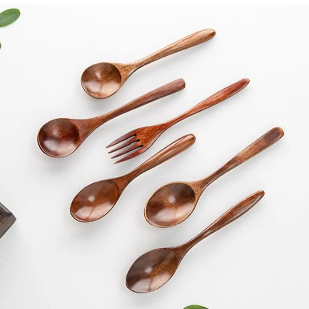 High Quality Natural Wooden Spoon Handmade Dinner Kit Dinnerware Cutlery Kitchen Accessories