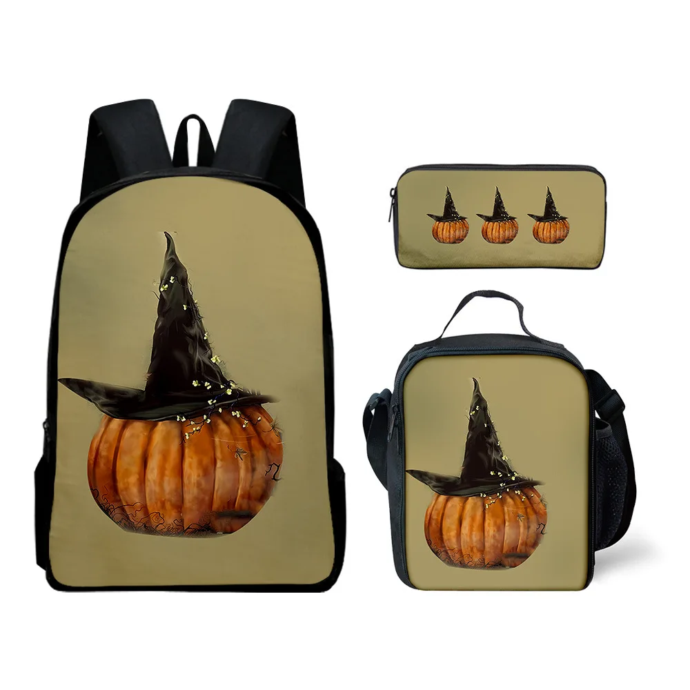 Classic Popular Novelty halloween 3D Print 3pcs/Set Student School Bags Laptop Daypack Backpack Lunch bag Pencil Case