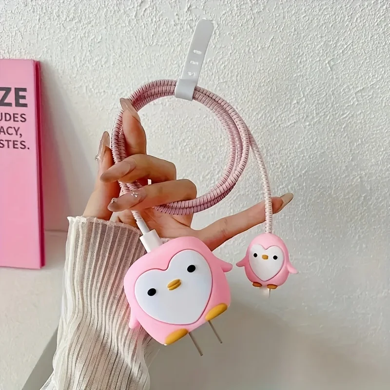 Cute Cartoon Charger Protector Cover For iPhone 17 16 Pro Max 15 12 13 14 Charging Cable Protective Case Accessories 18W/20W