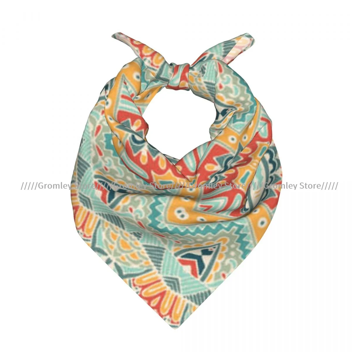 Ethnic Tribal Geometric Colorful Pattern Square Scarf Soft Breathable Daily Kerchief