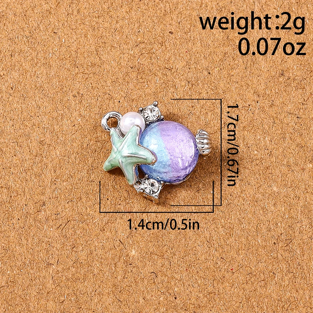 5 Stück exquisite Edelstein-Kristall-Seestern-Charms-Anhänger für Schmuckherstellung, Halskette, Armband, Ohrringe, DIY-Zubehör – Detail 2