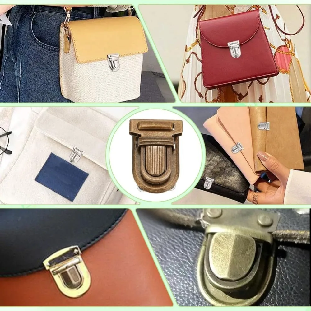 10 Sets Iron Purse Push Locks Clasp Lock for Leather Bag Case Clasp for DIY Hangbag Purse Suitcase Closures Hardware Making Kit view 6