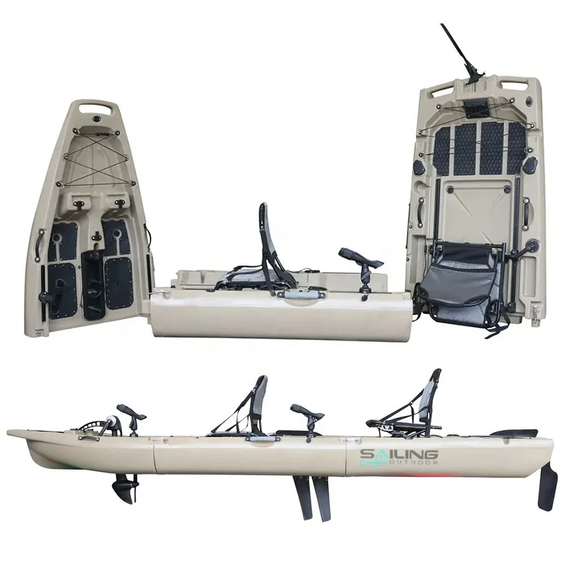 14ft Modular Fishing Kayak Three Section Pedal DriveKayak for Sale Easy to Disassemble and Splice