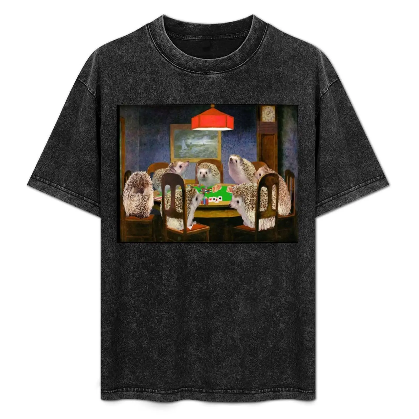 ハリネズミ-ポーカーをプレイするtシャツ-軽量ベーシック半袖シャツ